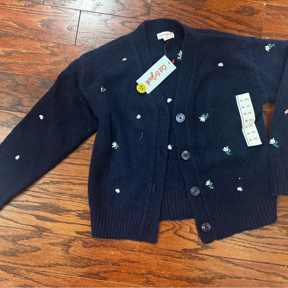 Cat & Jack Navy Cardigan with Embroidered Accents